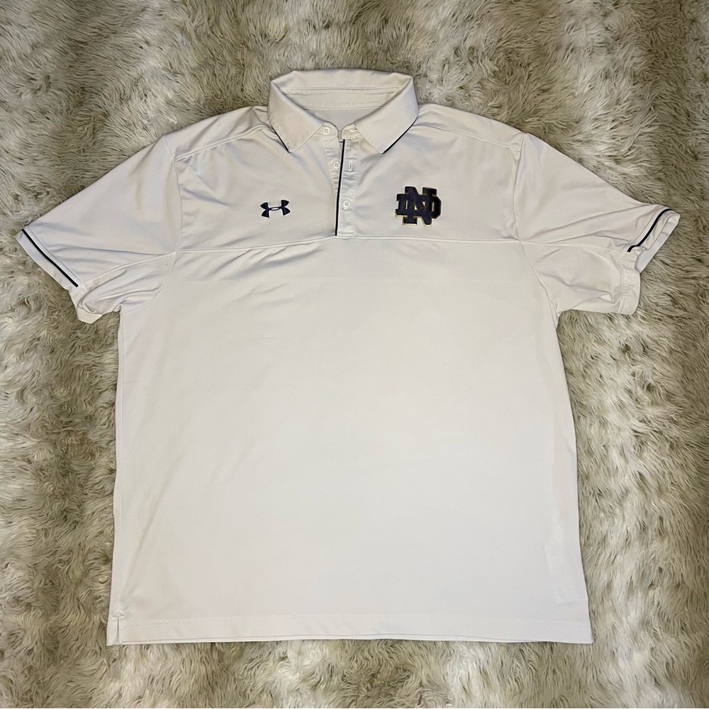 White Under Armour ND’s Sideline Polo Shirt